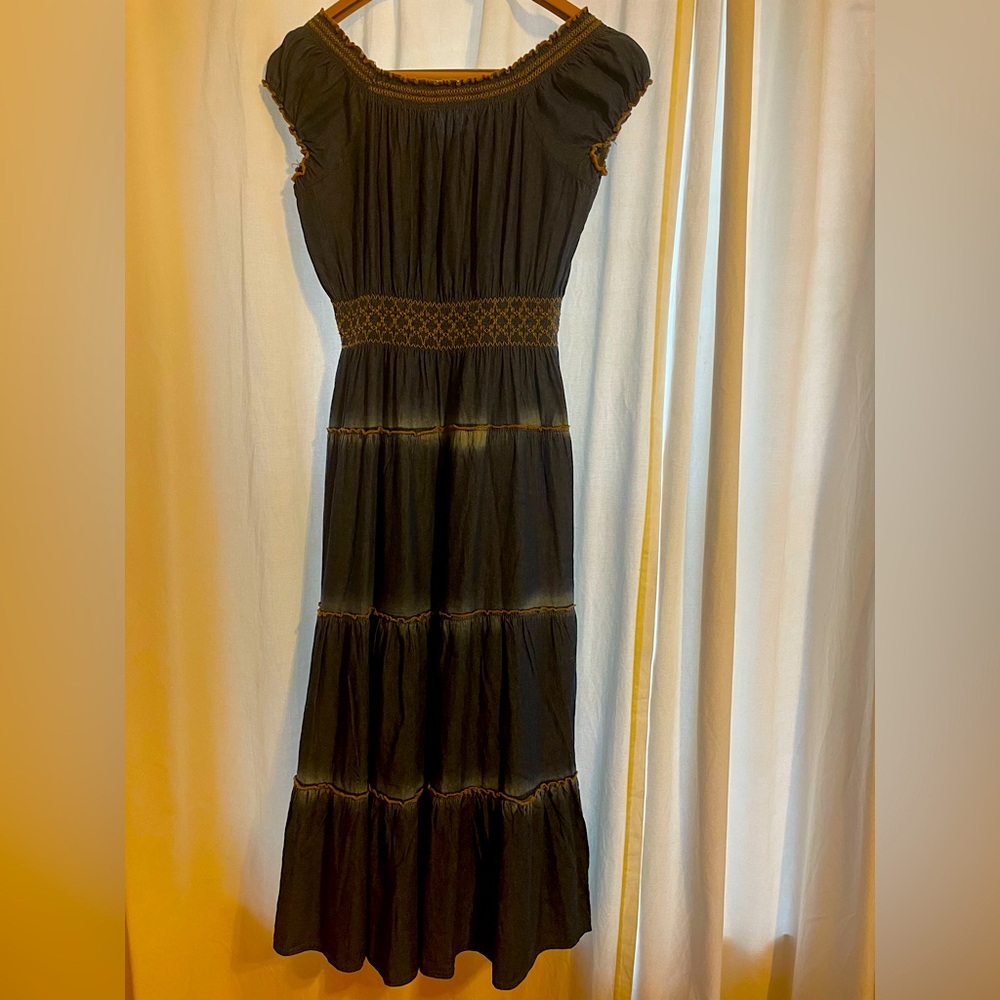 Indigo & Lace denim off shoulder dress. Size small.